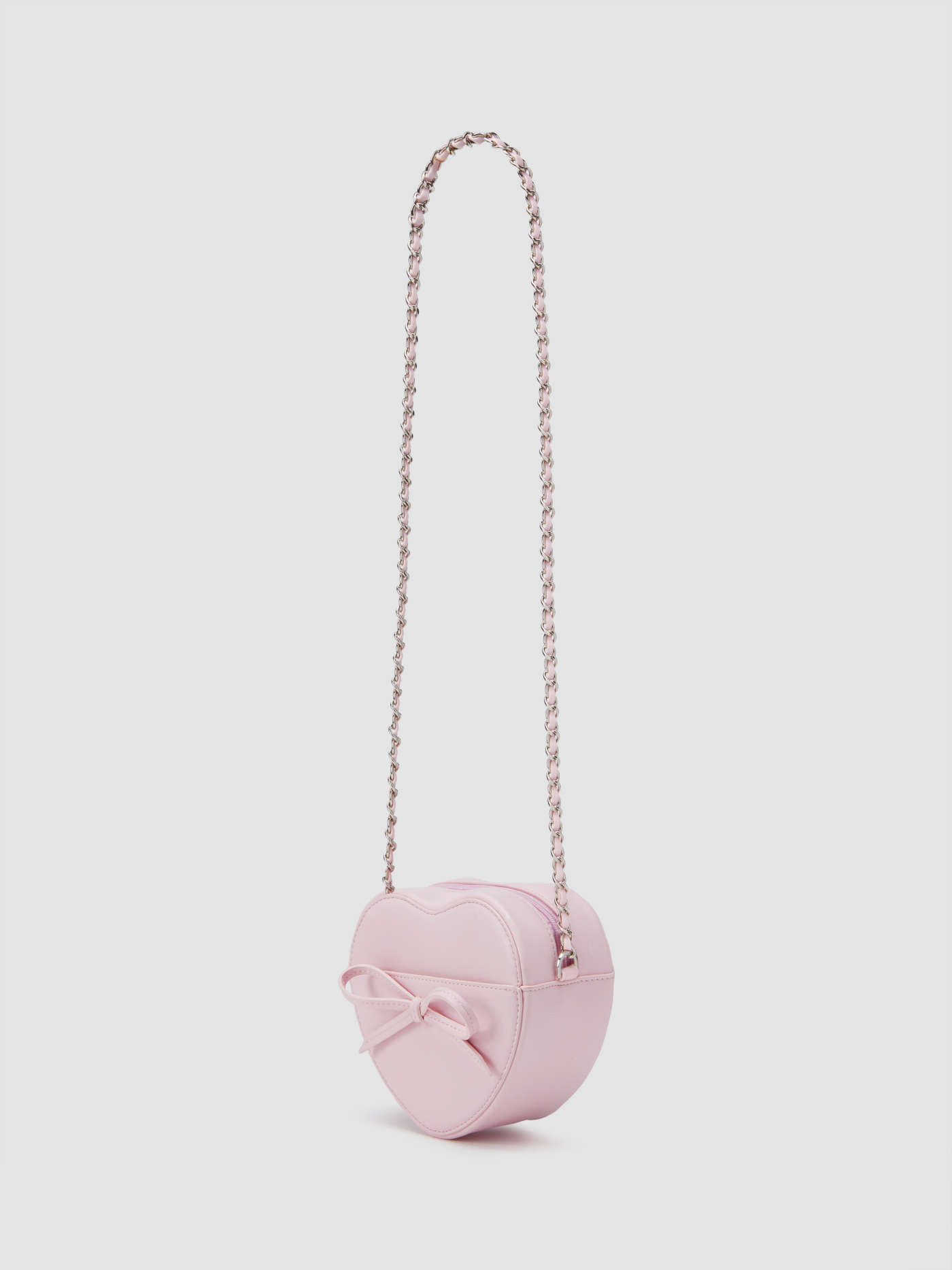 BOW & HEART FAUX LEATHER CHAIN CROSSBODY BAG