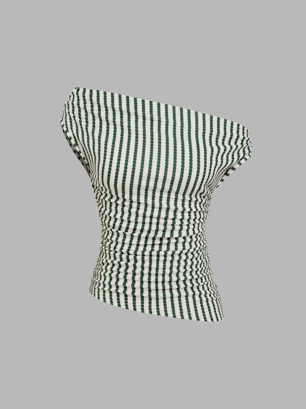Asymmetrical Neck Stripe Ruched Top