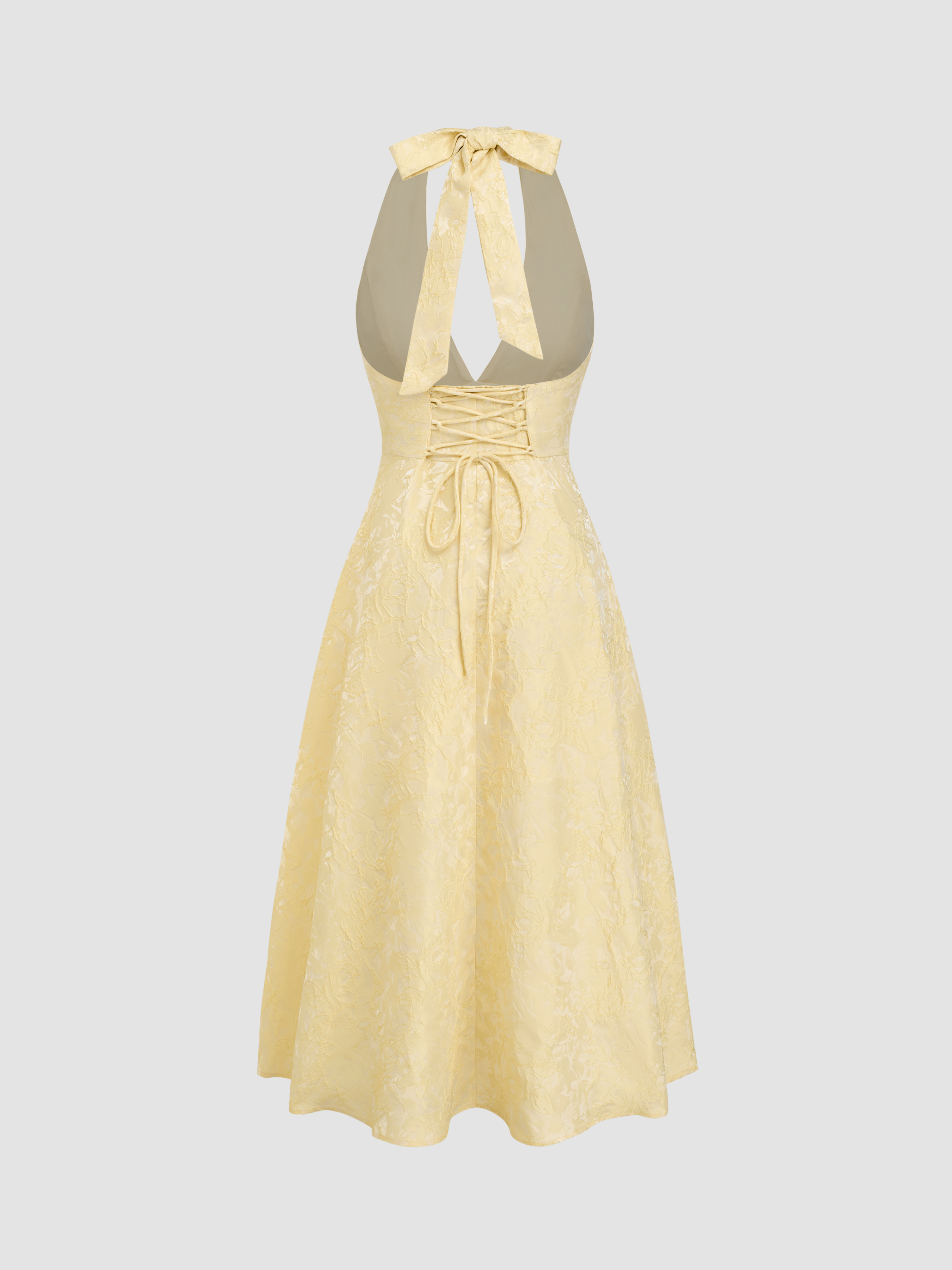 chinese dress ladies Jacquard Print Halter A-line Gown by Juliet JT2742A  ABC Fashion