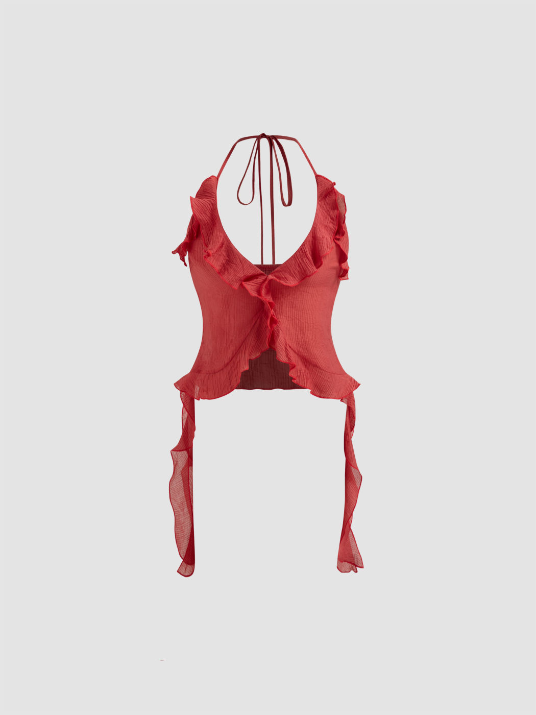 Halter Neckline Ruffle Hem Cami Top