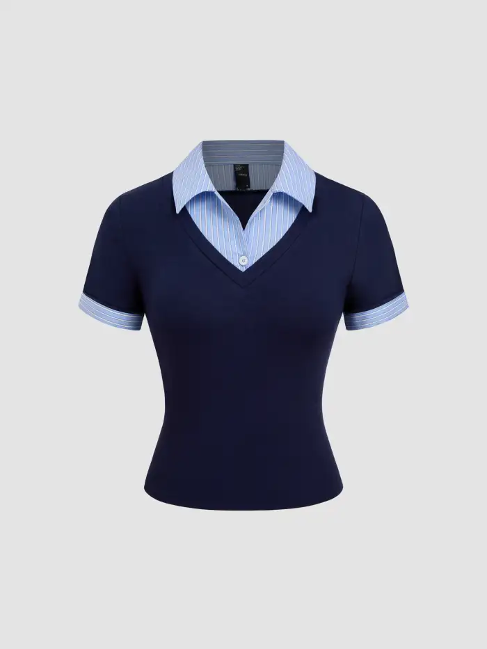 Mandarin Collar Ruched Split Top