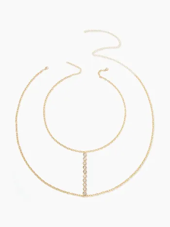 HEART-SHAPED RHINESTONE BODY CHAIN