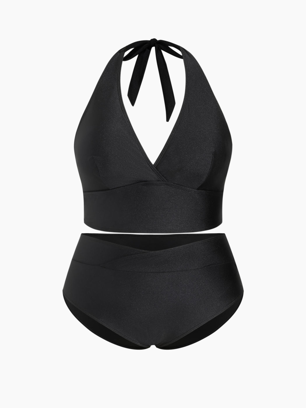 V-neck Glitter Halter Full Coverage Bikini Set Curve & Plus