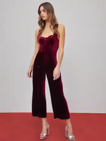  Samt Retro Einfarbiger Overall
