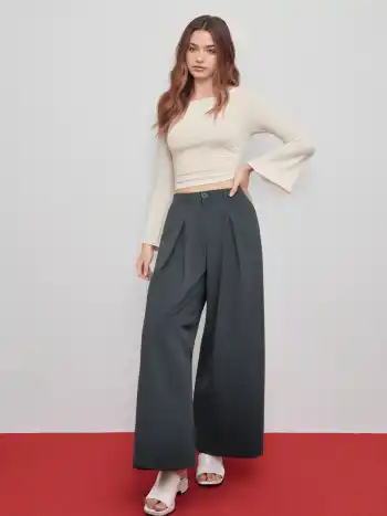 Pleated Wide Leg Trousers