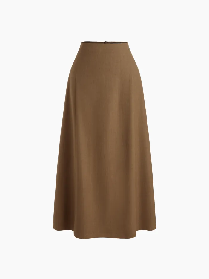 Petite Mid Rise Elastic Waist Ruffle Hem Tiered Maxi Skirt