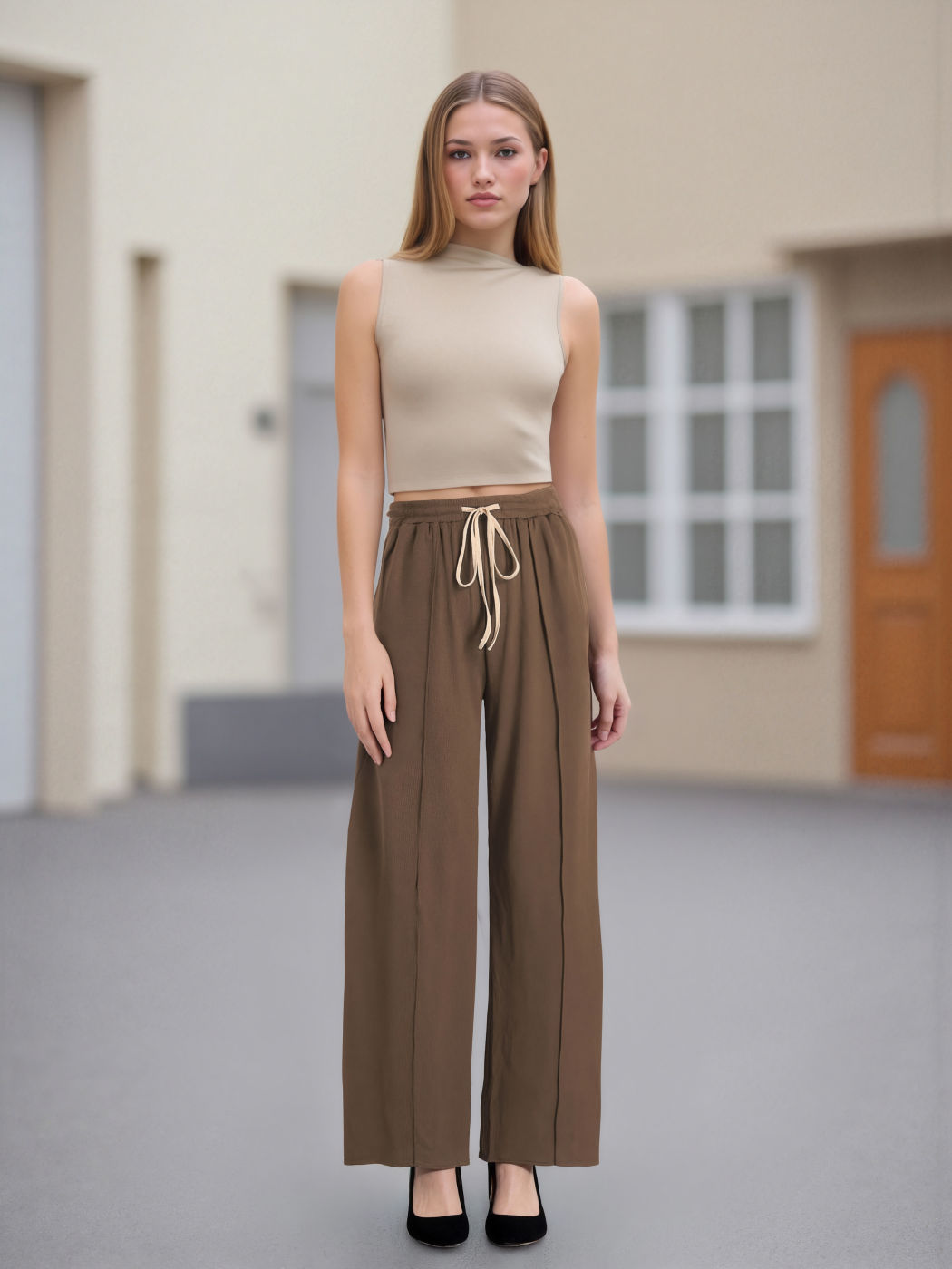 Solids asymmetrisches Crop-Top