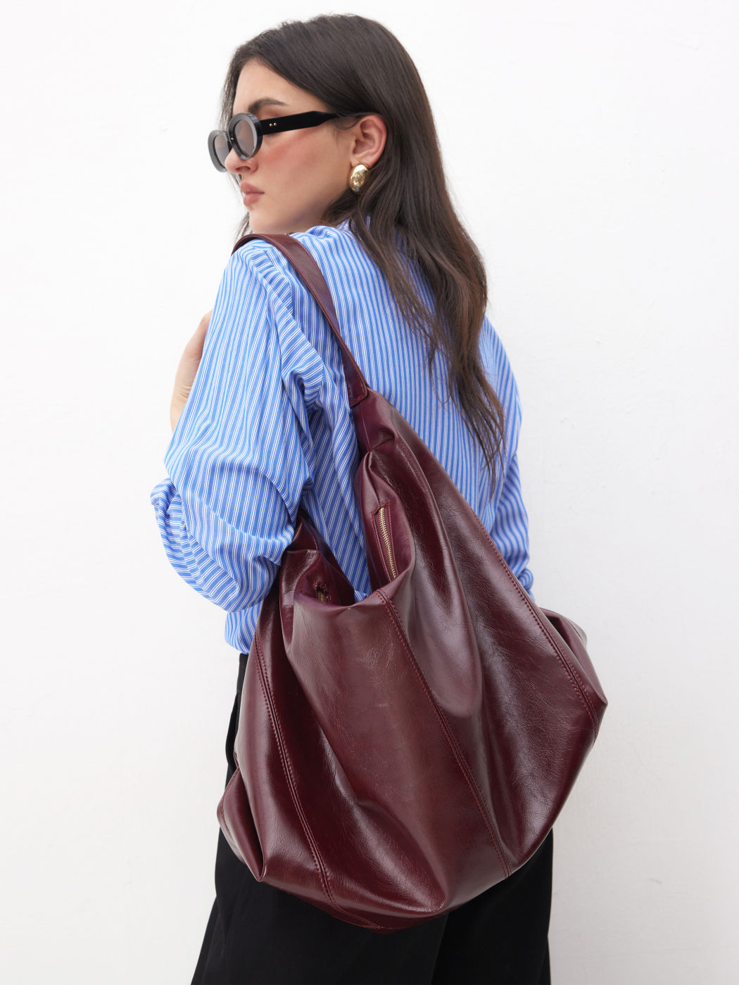 RECTANGULAR FAUX LEATHER TOTE BAG