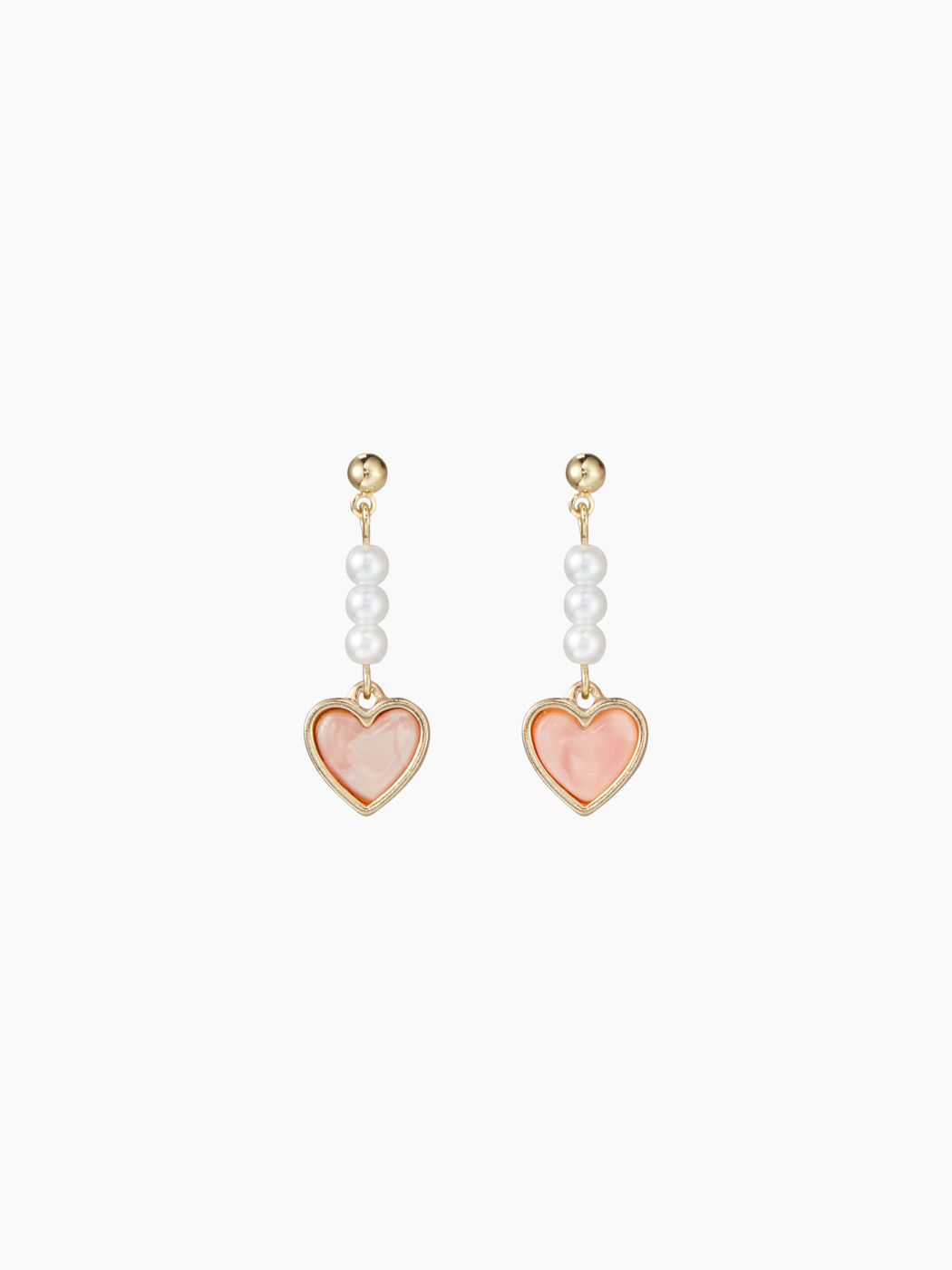 HEART & FAUX PEARL DROP EARRINGS