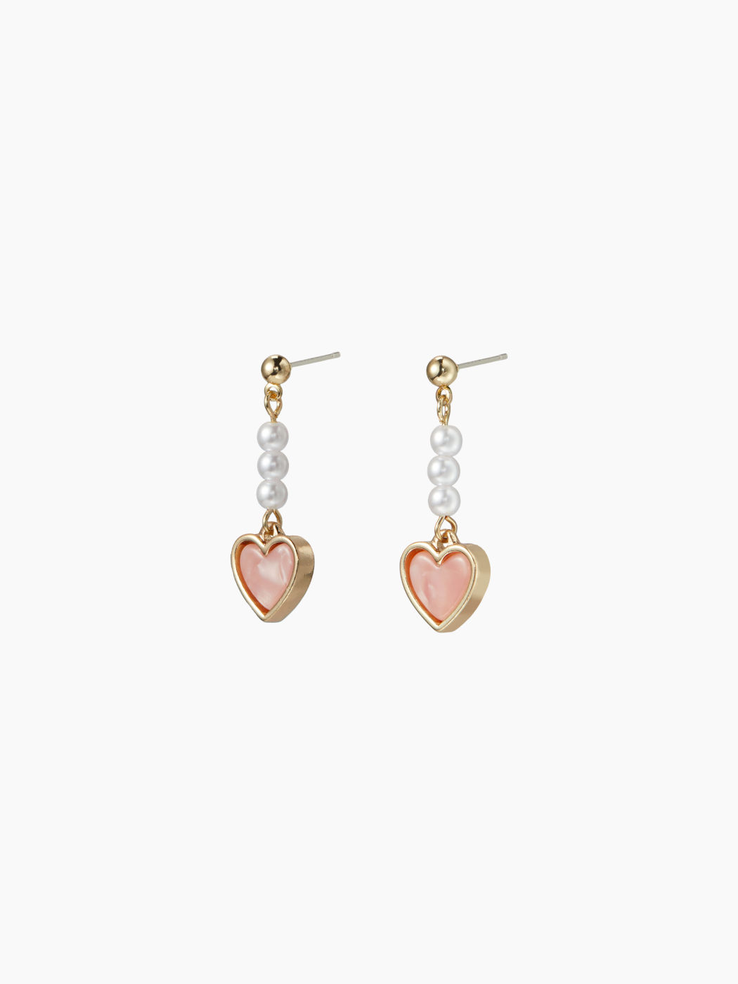 HEART & FAUX PEARL DROP EARRINGS