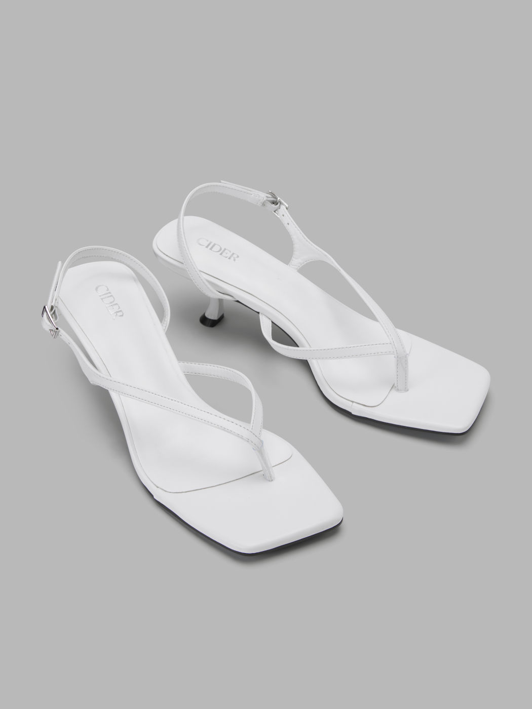 ADJUSTABLE STRAP FLIP-FLOP KITTEN HEELED SANDALS