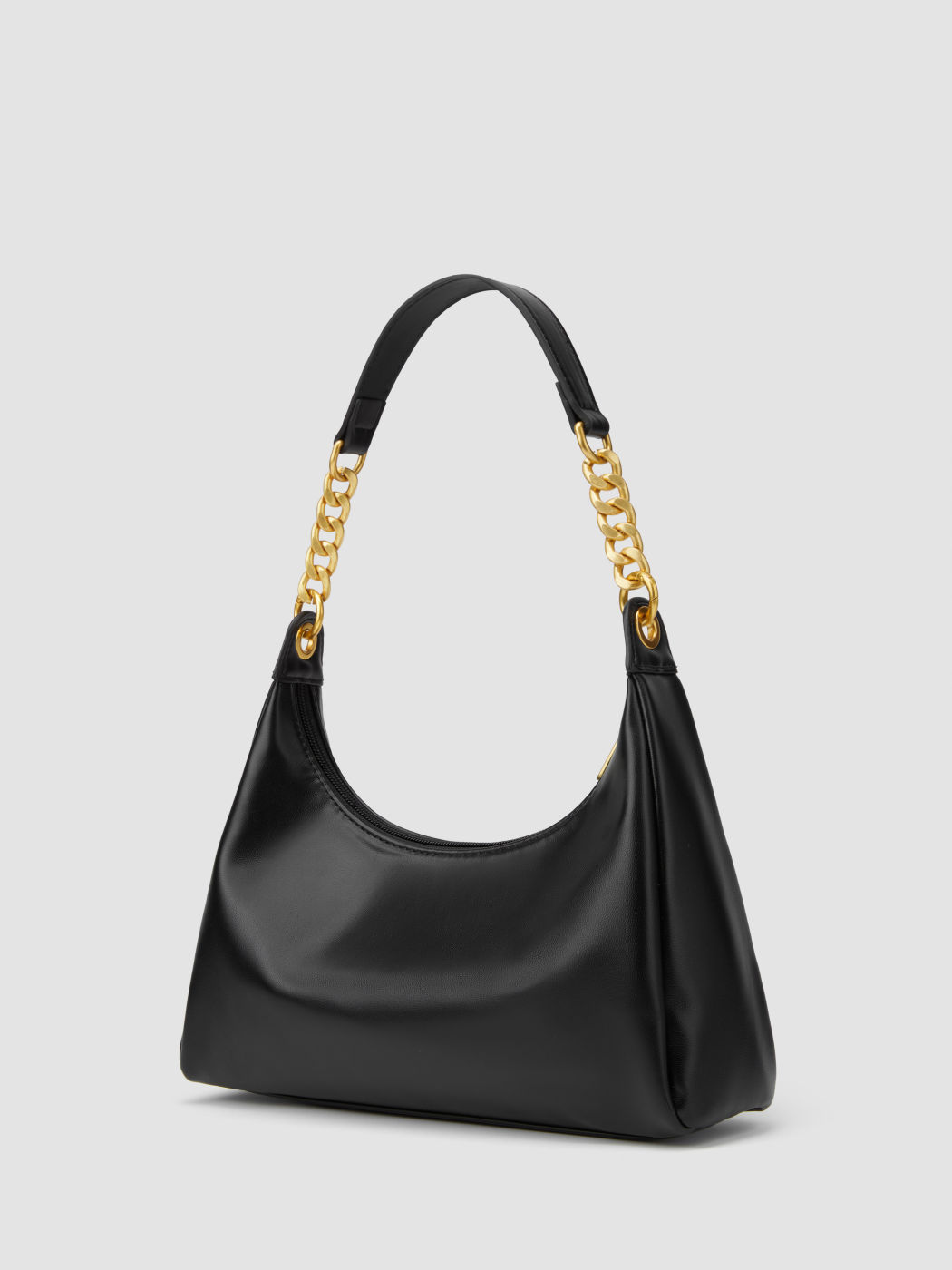 HOBO METALLIC CHAIN & FAUX LEATHER STRAP SHOULDER BAG