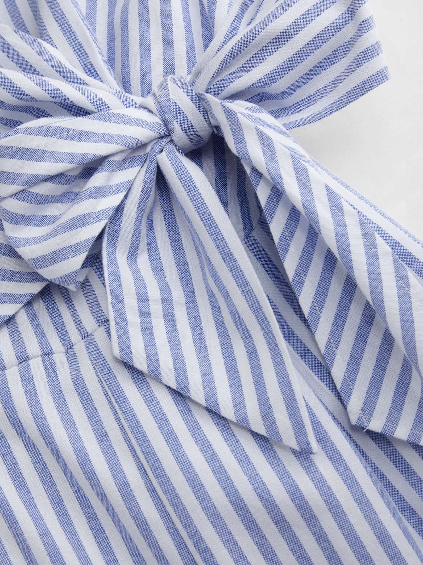 Woven Cotton-blend V-neck Striped Knotted Wide Leg Jumpsuit For Work
