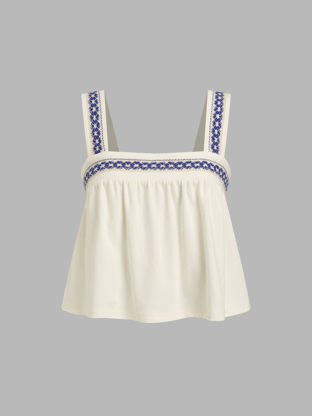 Cotton-blend Square Neck Aztec Tank Top