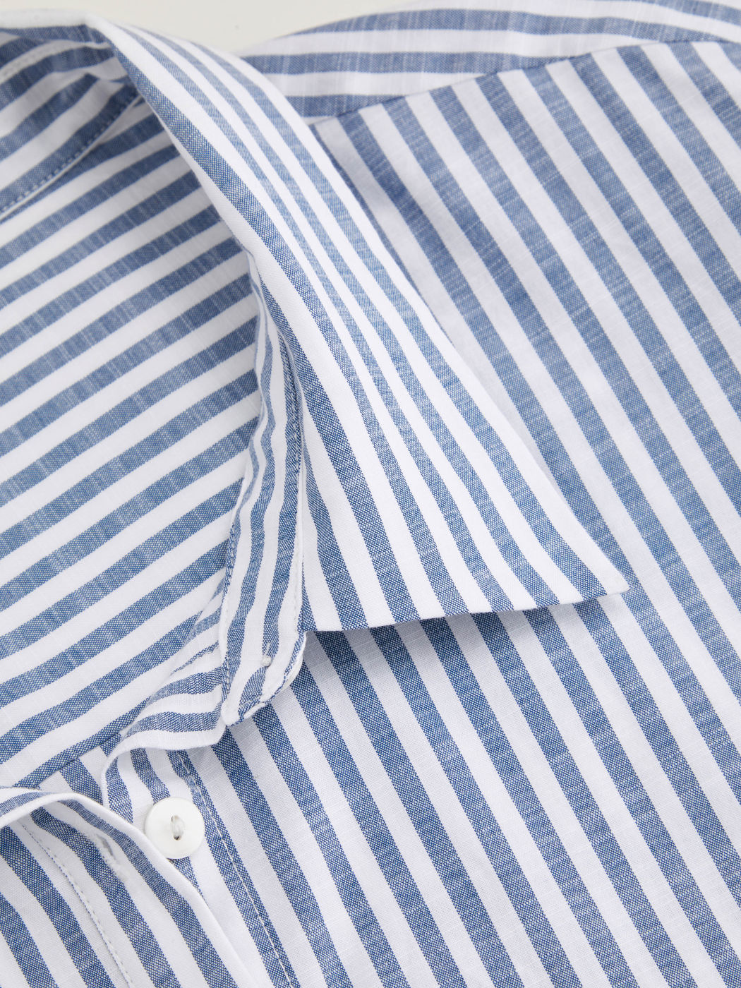 Cotton-blend Collar Stripe Knotted Short Sleeve Shirt Curve & Plus