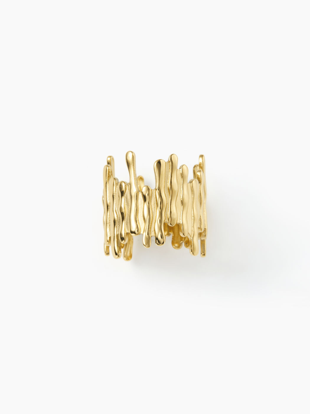 TEXTURED 18K GOLD PLATED STAINLESS STEEL OPEN RING