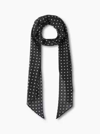 Woven Cowl Neck Ruched Polka Dot Cami Top With Scarf & Mid Rise Mini Skirt Set For Date