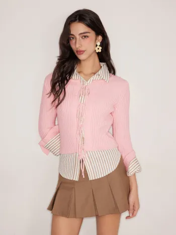 Knit Schleife vorne Strickjacke