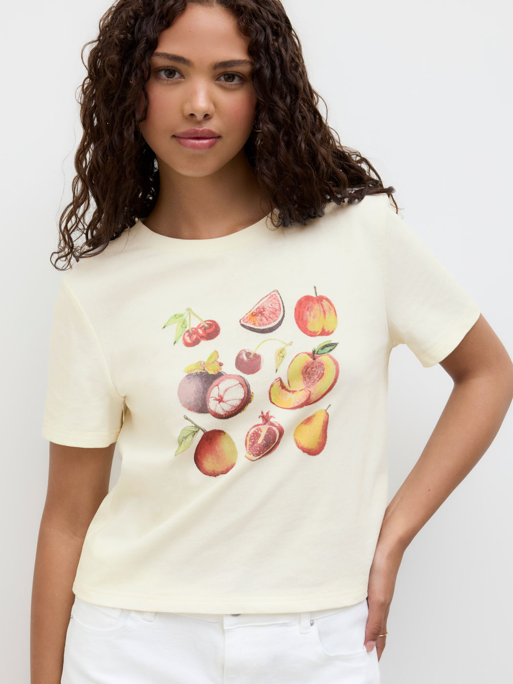 100% Baumwolle Fruchtgrafik Kurzarm-T-Shirt