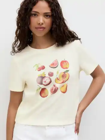 T-Shirt à manches courtes avec motif de fruits en 100% coton