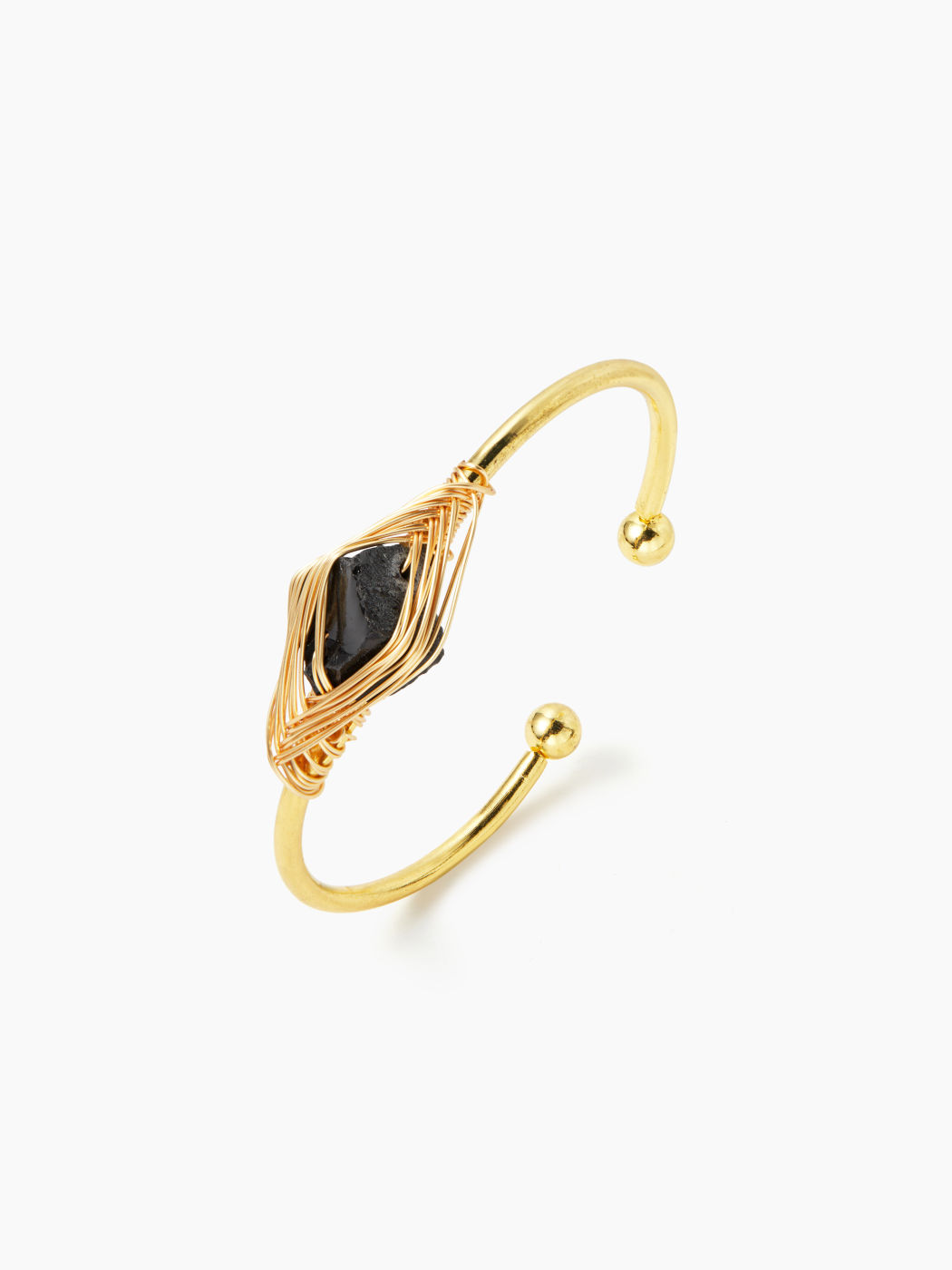 Pulsera abierta decorada con cristales naturales