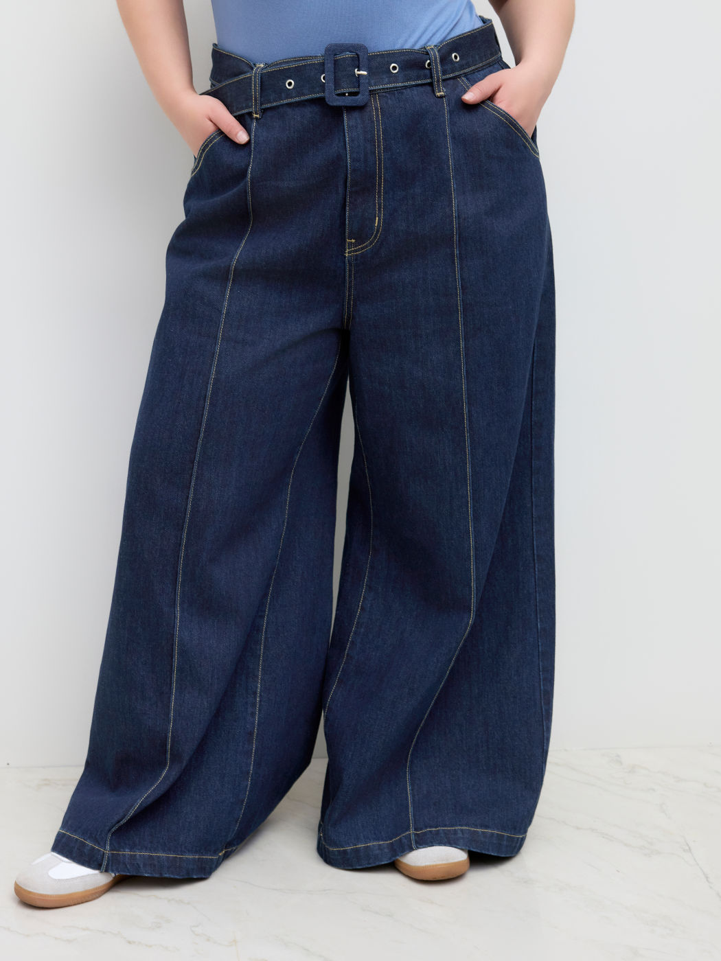 Cider Denim Mittelhohe Gerade Beine Jeans Mit Gürtel Kurve & Plus