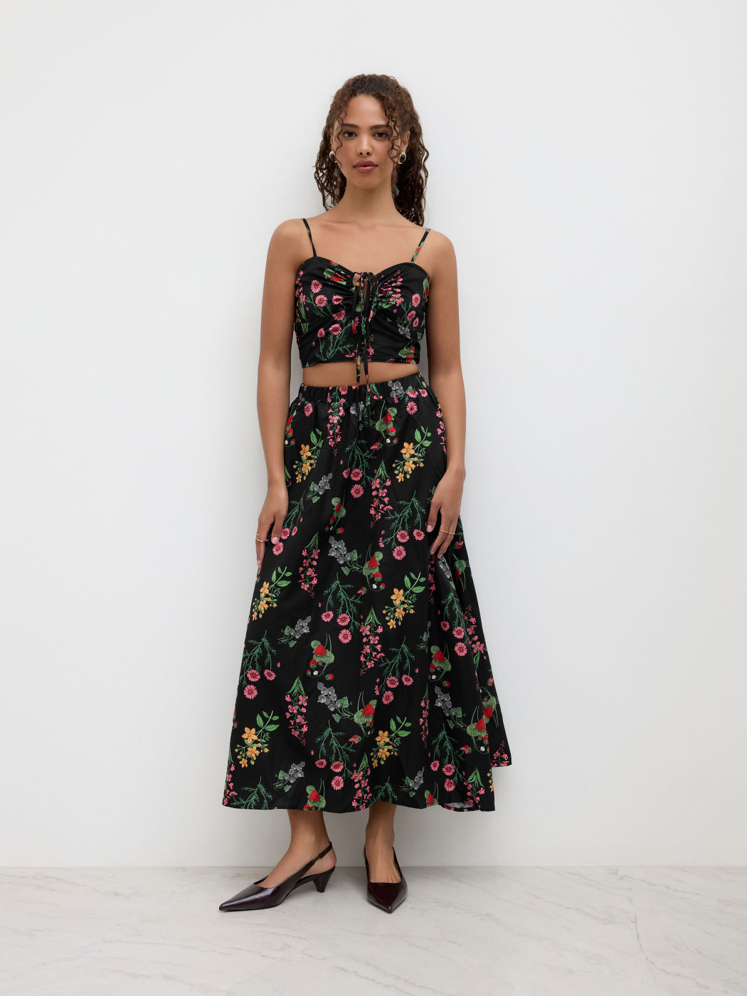 Mid Rise Floral Maxi Skirt