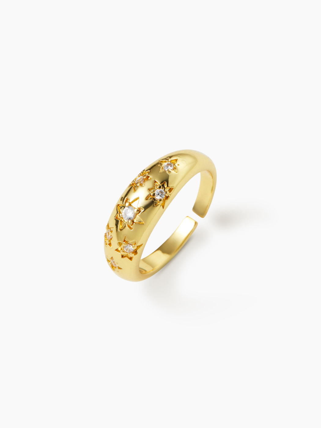 ZIRCON DECOR STAR 18K GOLD-PLATED OPEN RING