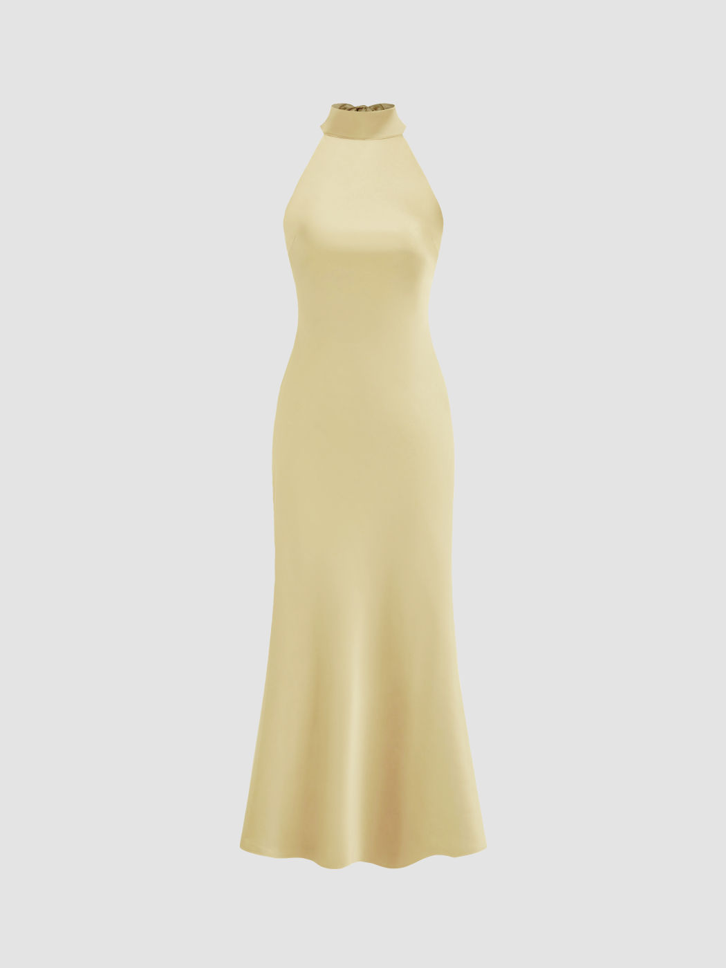 Satin Maxikleid mit Halterhals und Rückenausschnitt