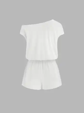 Romper mit asymmetischem Hals und Zugverschluss