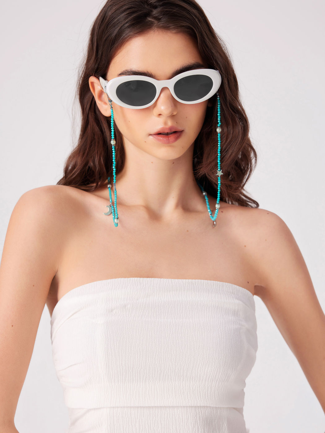 Stern- und Mond- und Faux-Perlen-Sonnenbrillen-Kette