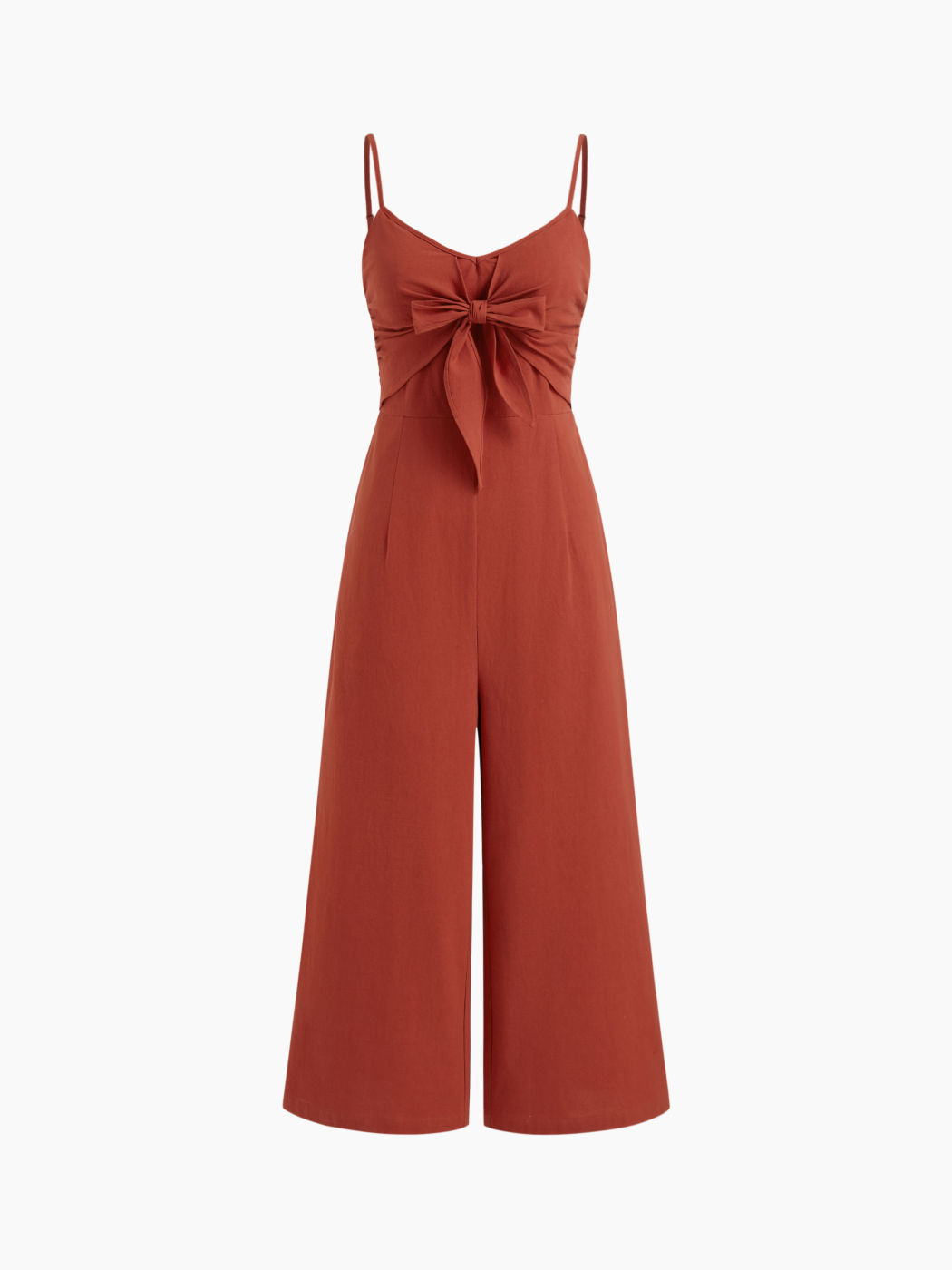 100% Baumwolle Schleifenknopf Shirred Cropped Breitbeiniger Overalls