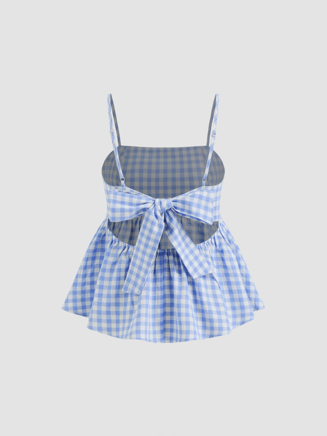 100% Cotton Square Neck Gingham Knotted Cami Top