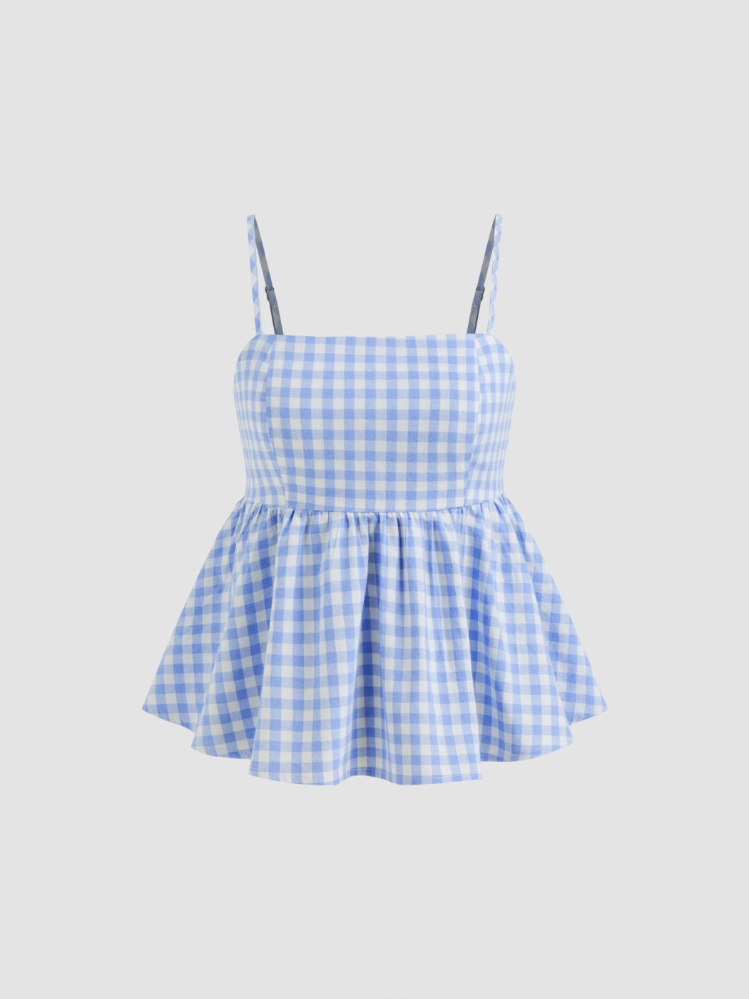 100% Cotton Square Neck Gingham Knotted Cami Top