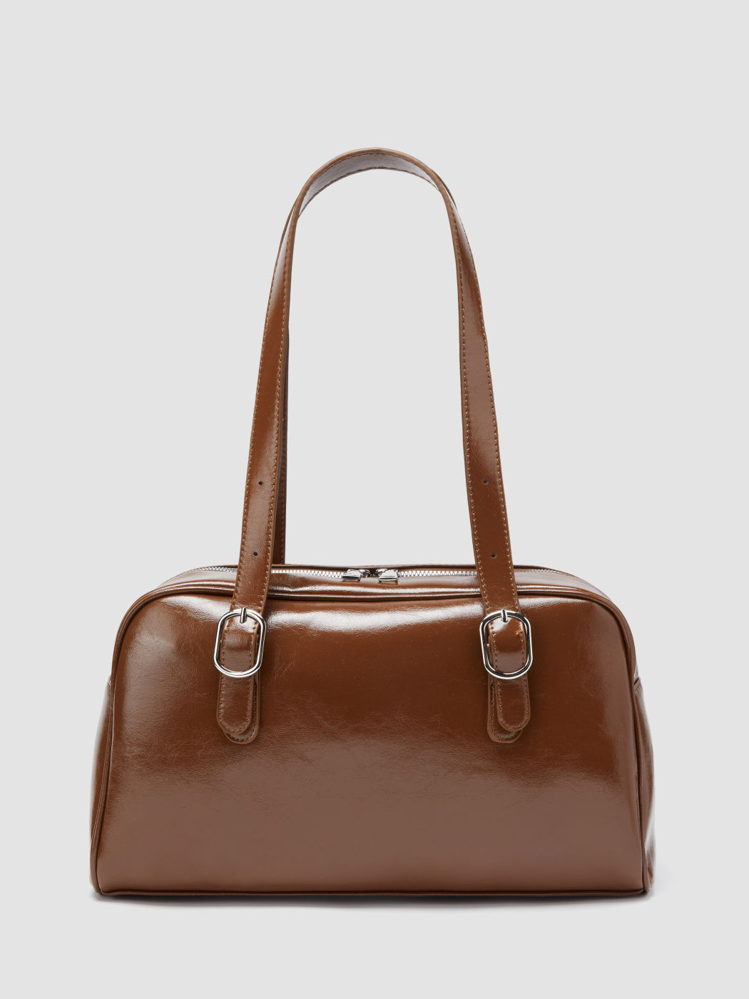 ADJUSTABLE STRAP FAUX LEATHER BOSTON SHOULDER BAG