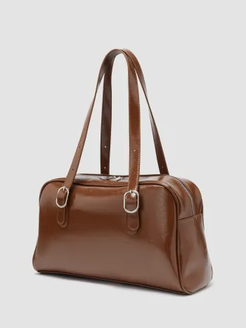 ADJUSTABLE STRAP FAUX LEATHER BOSTON SHOULDER BAG