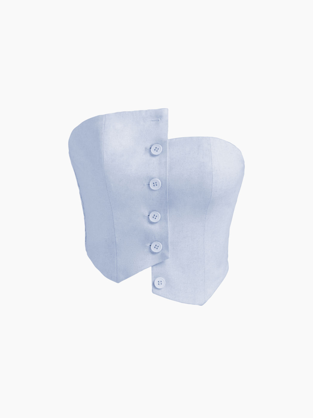 Crop Top a tubo con bottoni in misto lino