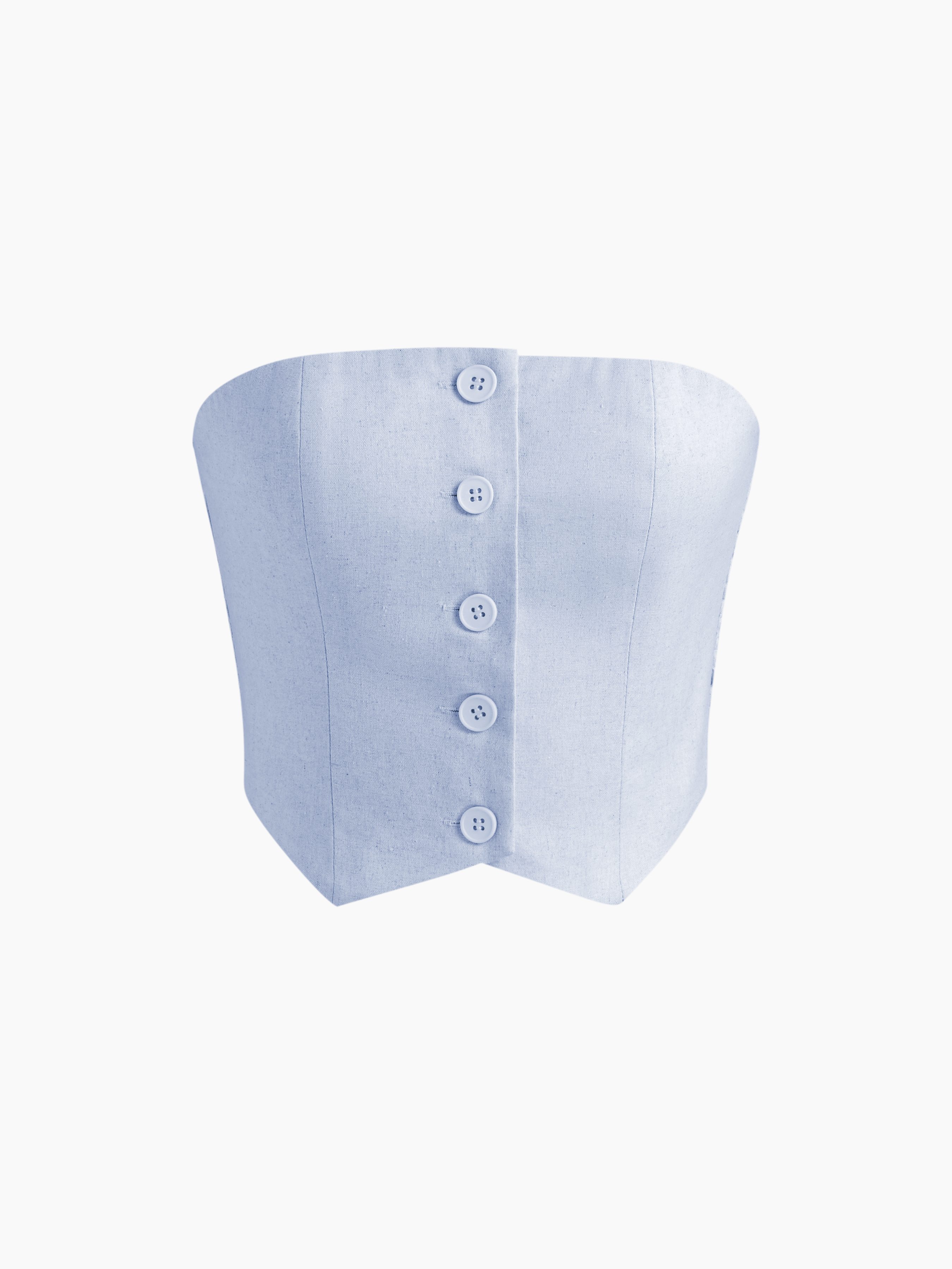 Linen Tops Linen-blend Linen-blend Button Tube Crop Top For Date