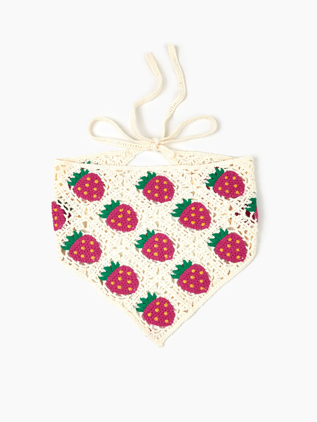STRAWBERRY LACE-UP KNIT TRIANGLE HEADSCARF