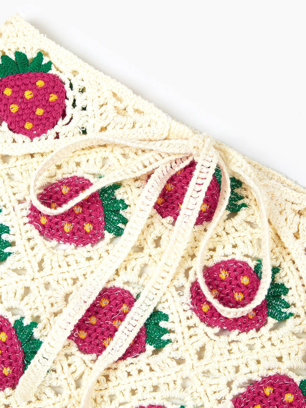 STRAWBERRY LACE-UP KNIT TRIANGLE HEADSCARF