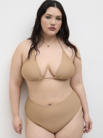 V-neck Lettuce Trim Halter Full Coverage Bikini Set & Cover Up Set Curve & Plus