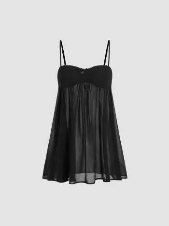 Chiffon Leopard Bows Oversize Mini Nachthemd
