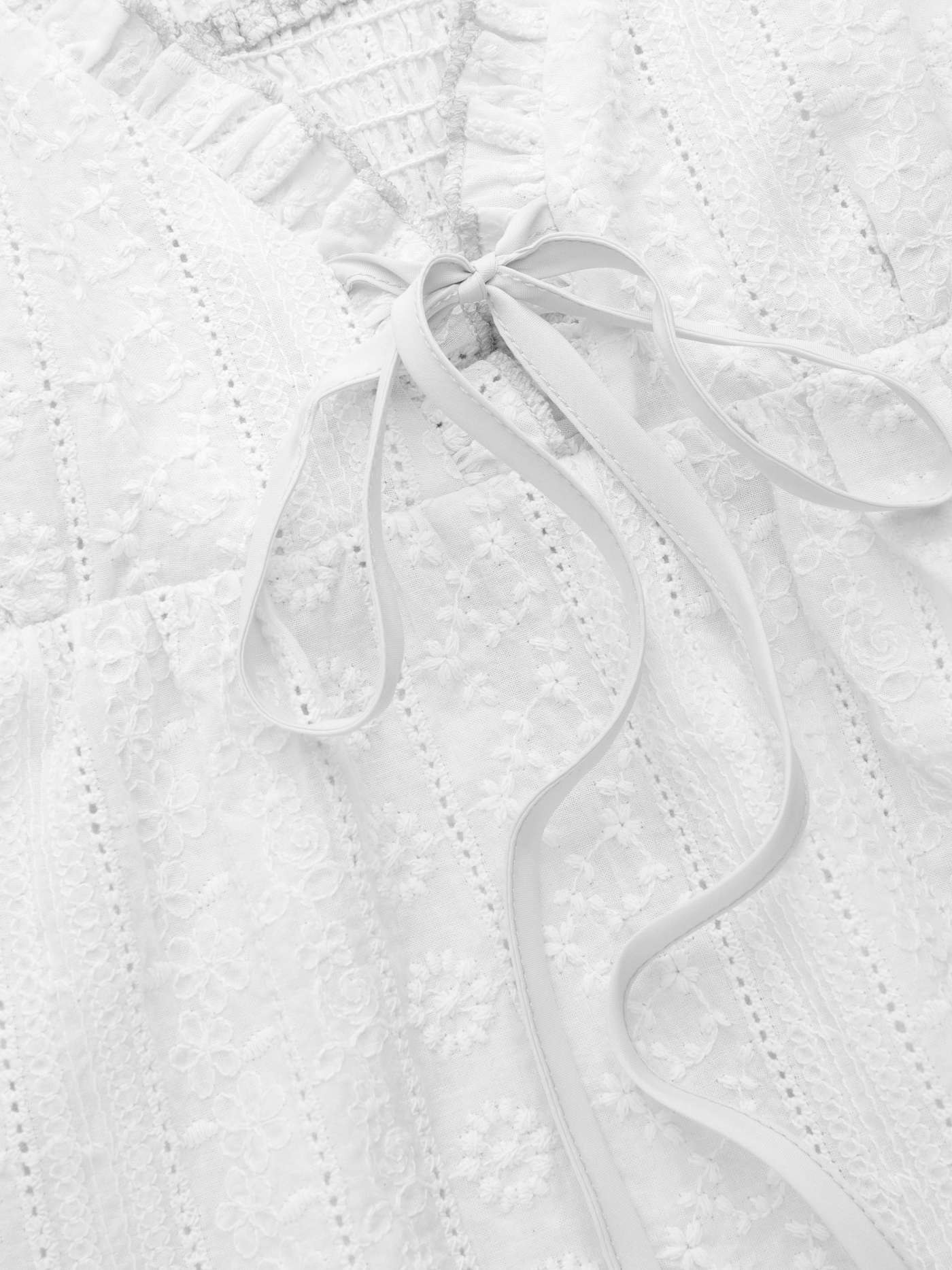 Woven Cotton V-neck Broderie Anglaise Shirred Lettuce Trim Cami Top For Daily Casual
