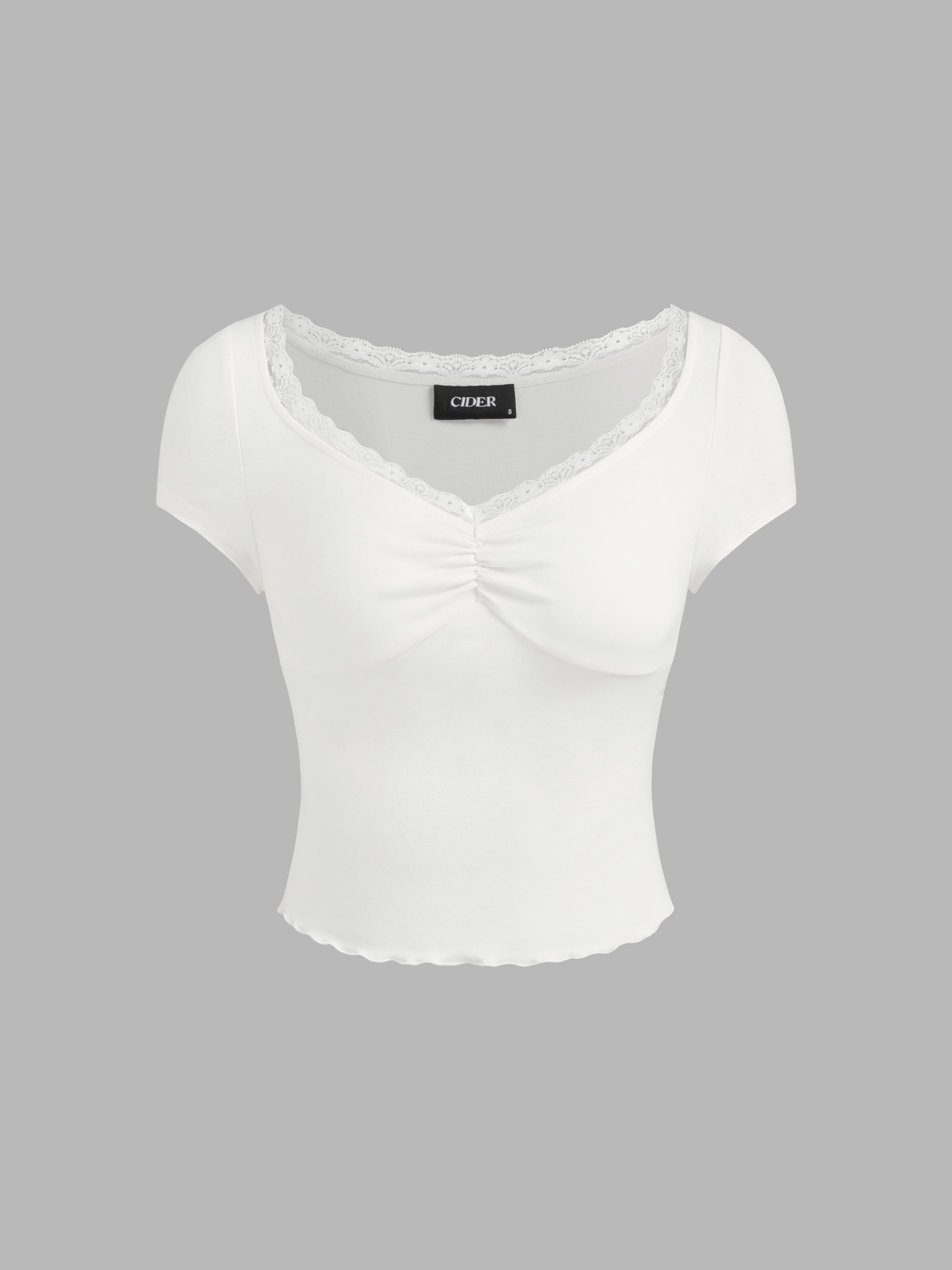 Rib Rib Square Neck Short Sleeve Tee For Daily Casual
