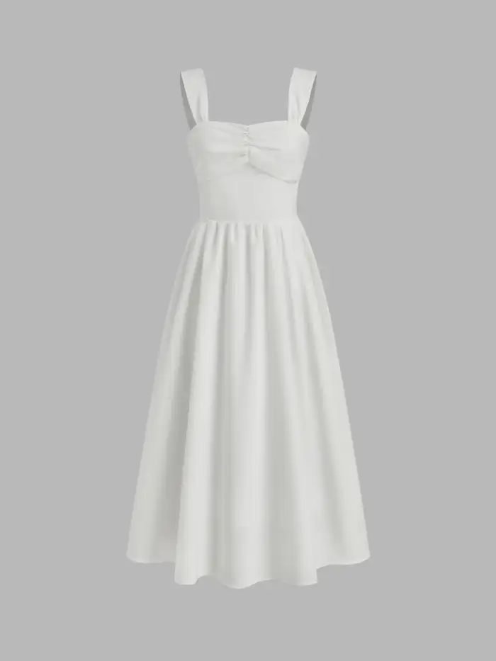 Boat Neck Solid Maxi Dress