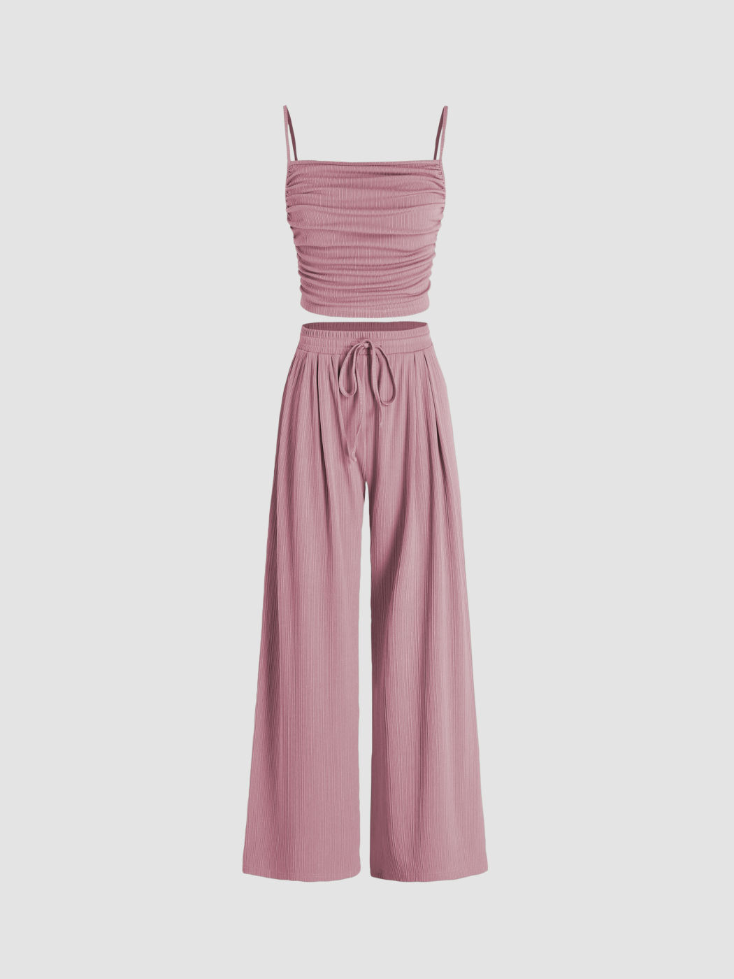Passendes Set aus Tops mit quadratischem Halsrand und Rüschen und Hose mit elastischem Bund