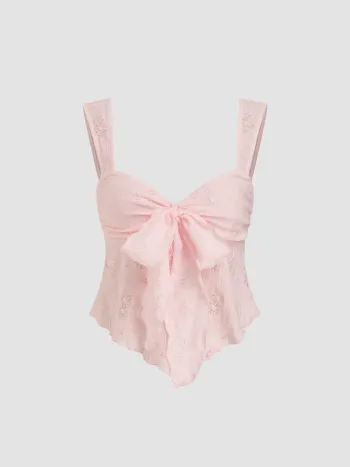 Spitze Sweetheart Schleifen-Tank-Top