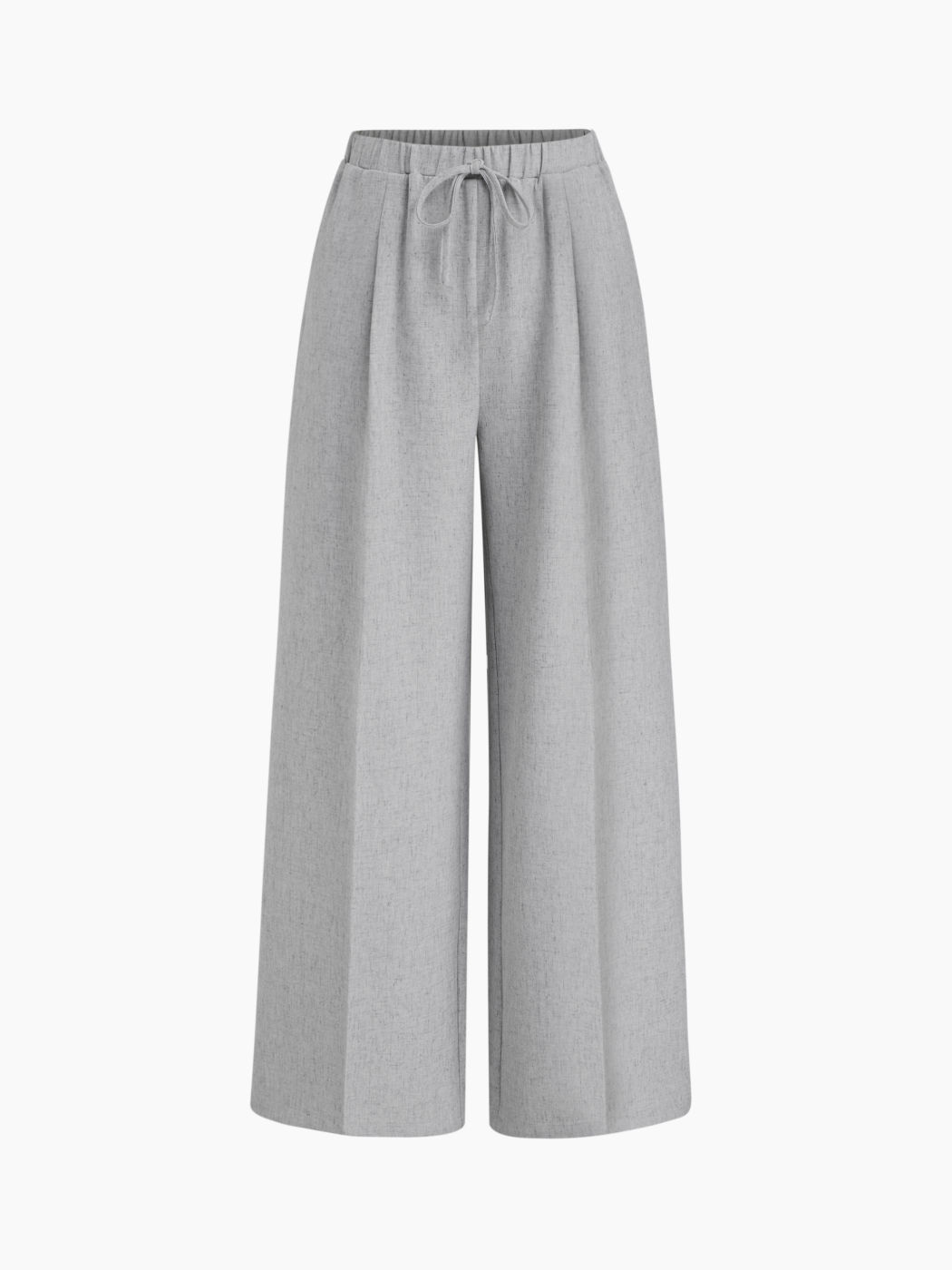 Linen-blend Mid Rise Elastic Waist Wide Leg Trousers 