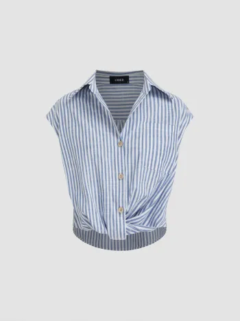Baumwollmischung Kragen Streifen Twist Bluse