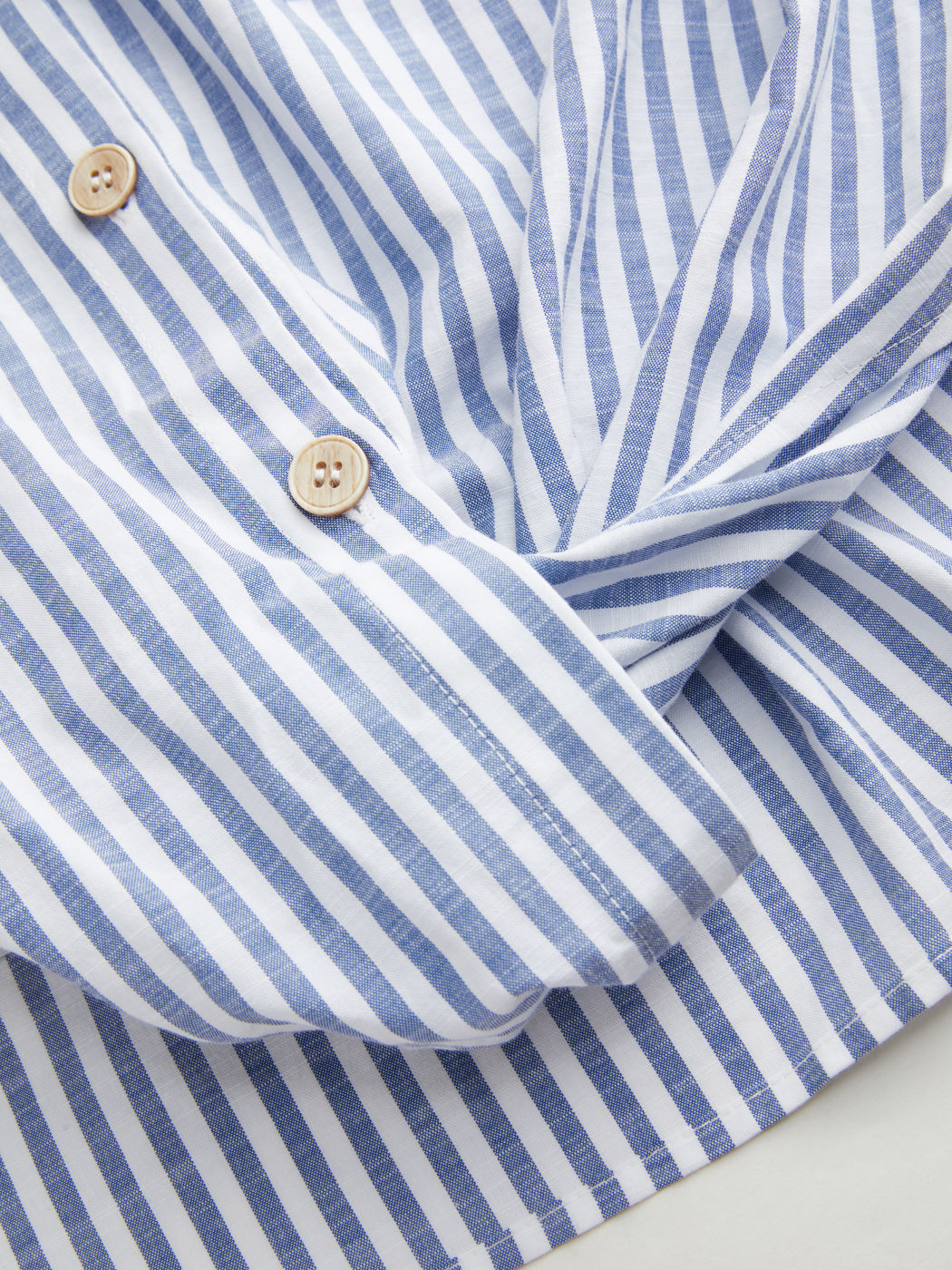 Cotton-blend Collar Stripe Twist Shirt